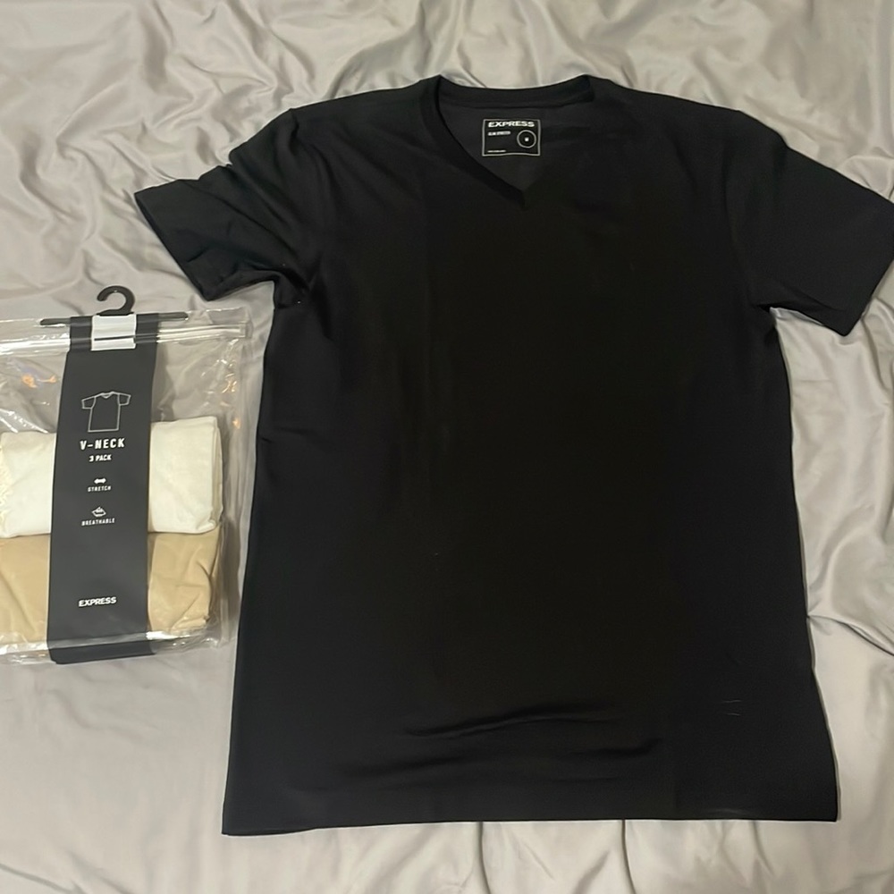 Express 3 Pack V-Neck Slim Stretch Tees Mens Medium Shirts